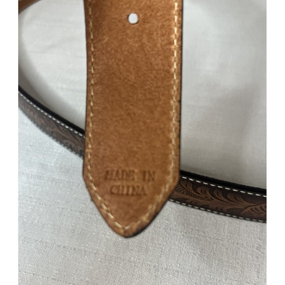 Genuine Leather Size 52 Men’s Embossed Belt Leaves Nature Design - Picture 6 of 7